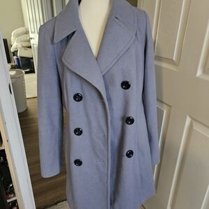 Anne Klein Double-Breasted Pea Coat in Light Periwinkle GUC